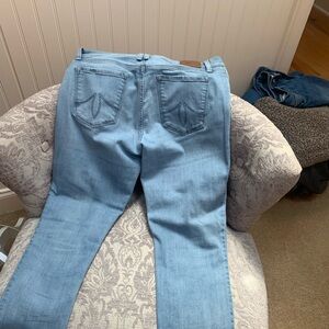 Level 99 Light Blue Straight Leg Jeans with Knee Rip